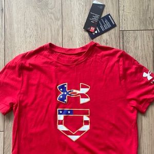 NWT Under Armour Freedom United States of America Youth Red T-Shirt